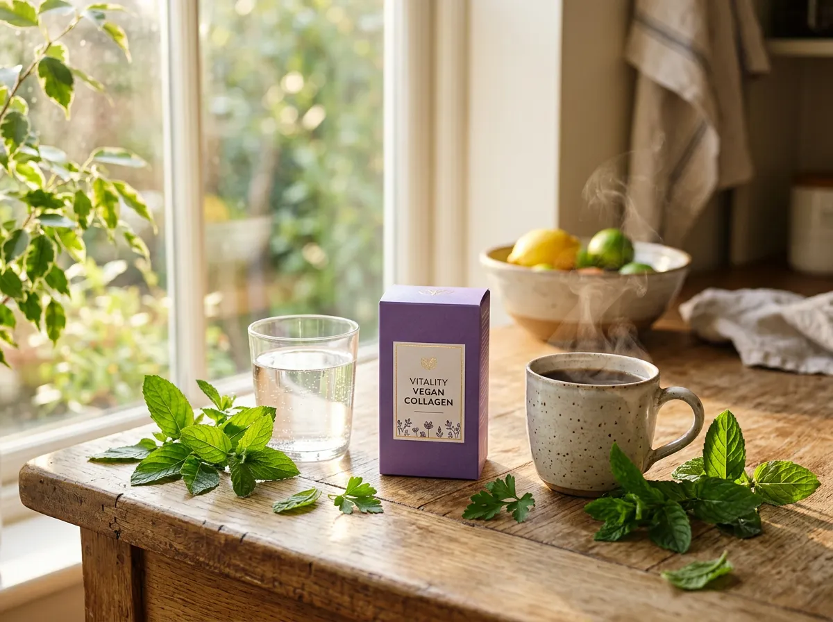 Morning kitchen routine with botanical supplement